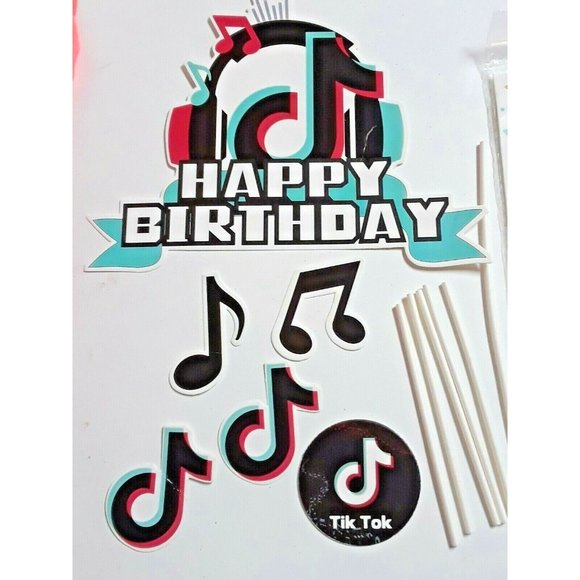 Tik Tok Happy Birthday Cake Topper - Picture 1 of 2